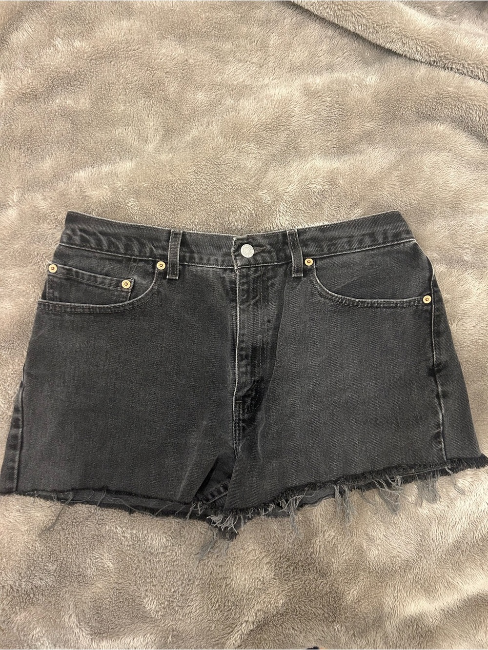 Levi's Black Washed Denim Cutoff Shorts